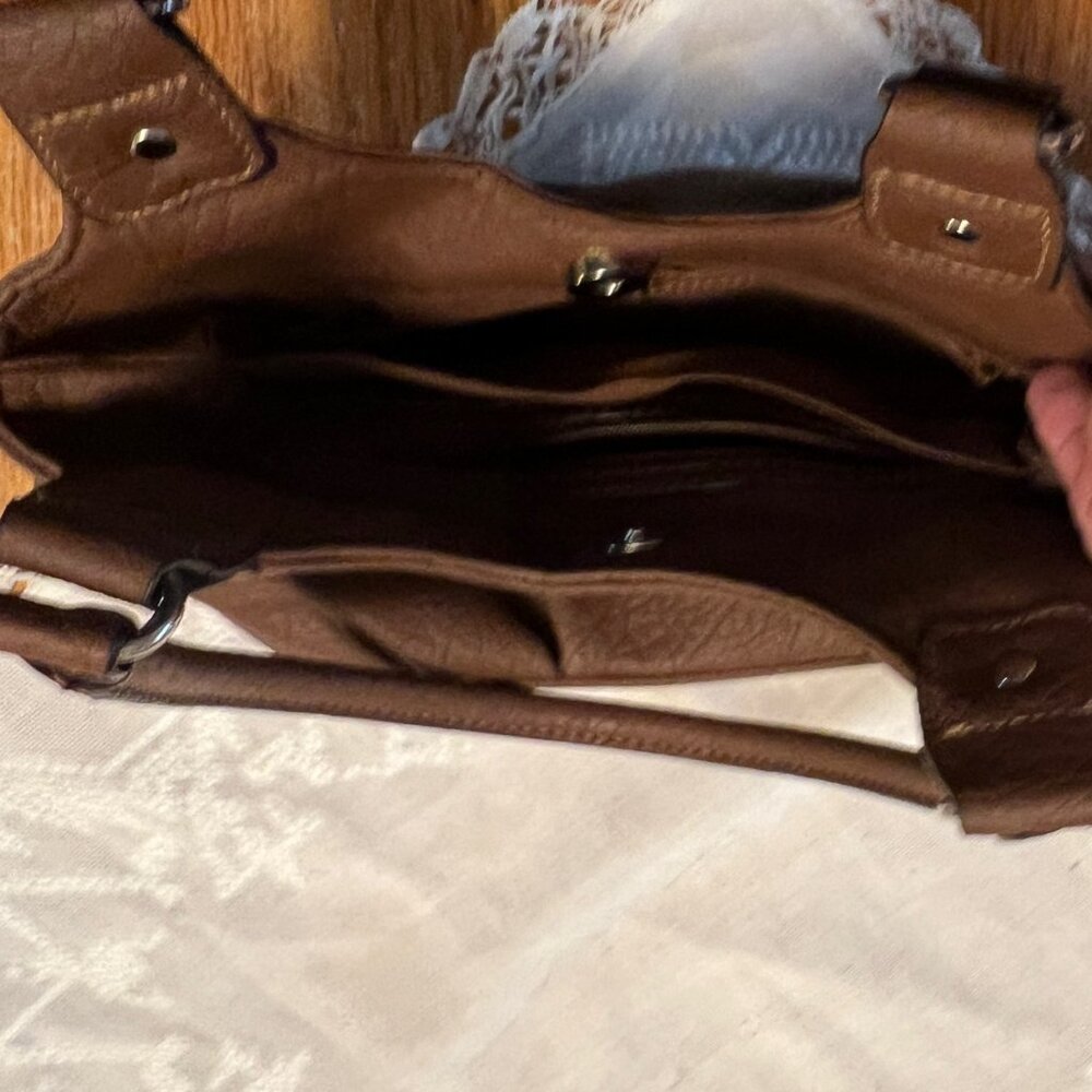 Rosetti New York Woman's Faux Leather double handle shoulder bag. Textured Brown - Picture 7 of 10
